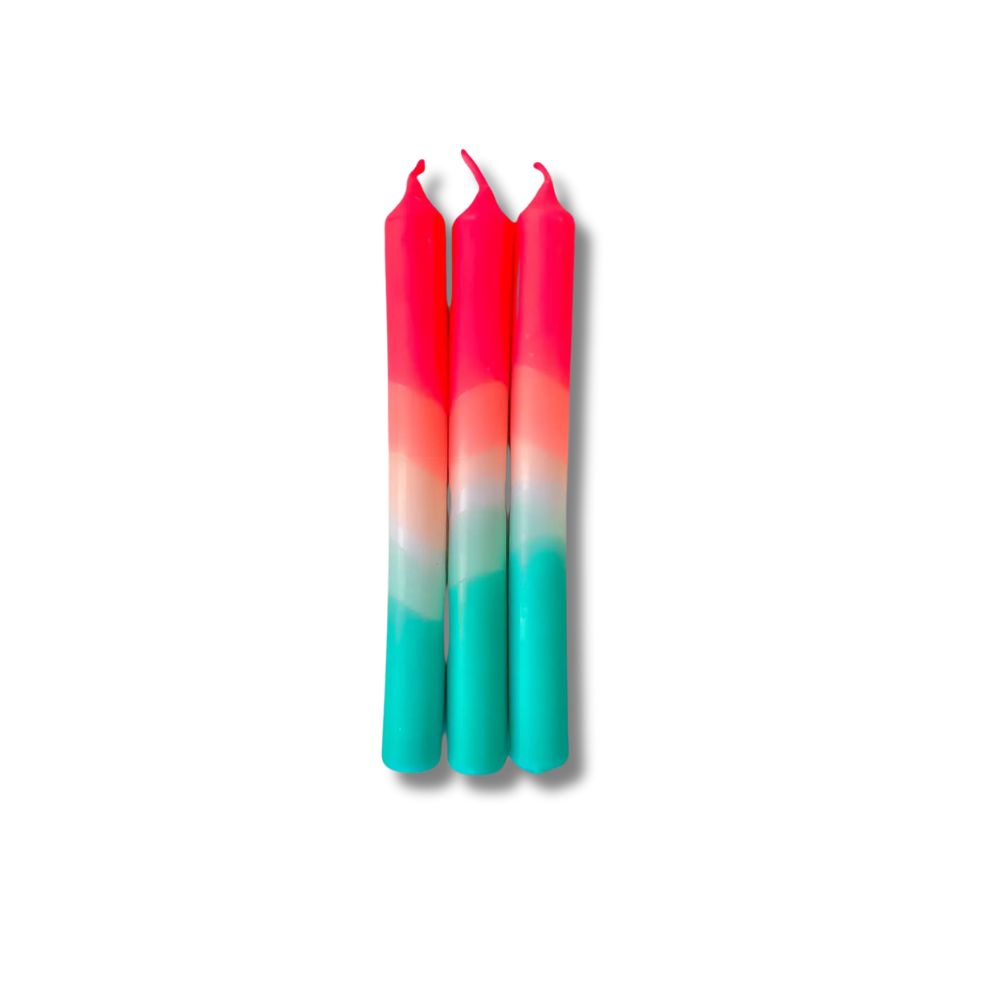 Watermelon Dip Dye Neon Dinner Candles-set of 3