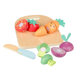 Happy Wooden Cutting Veggies and Board