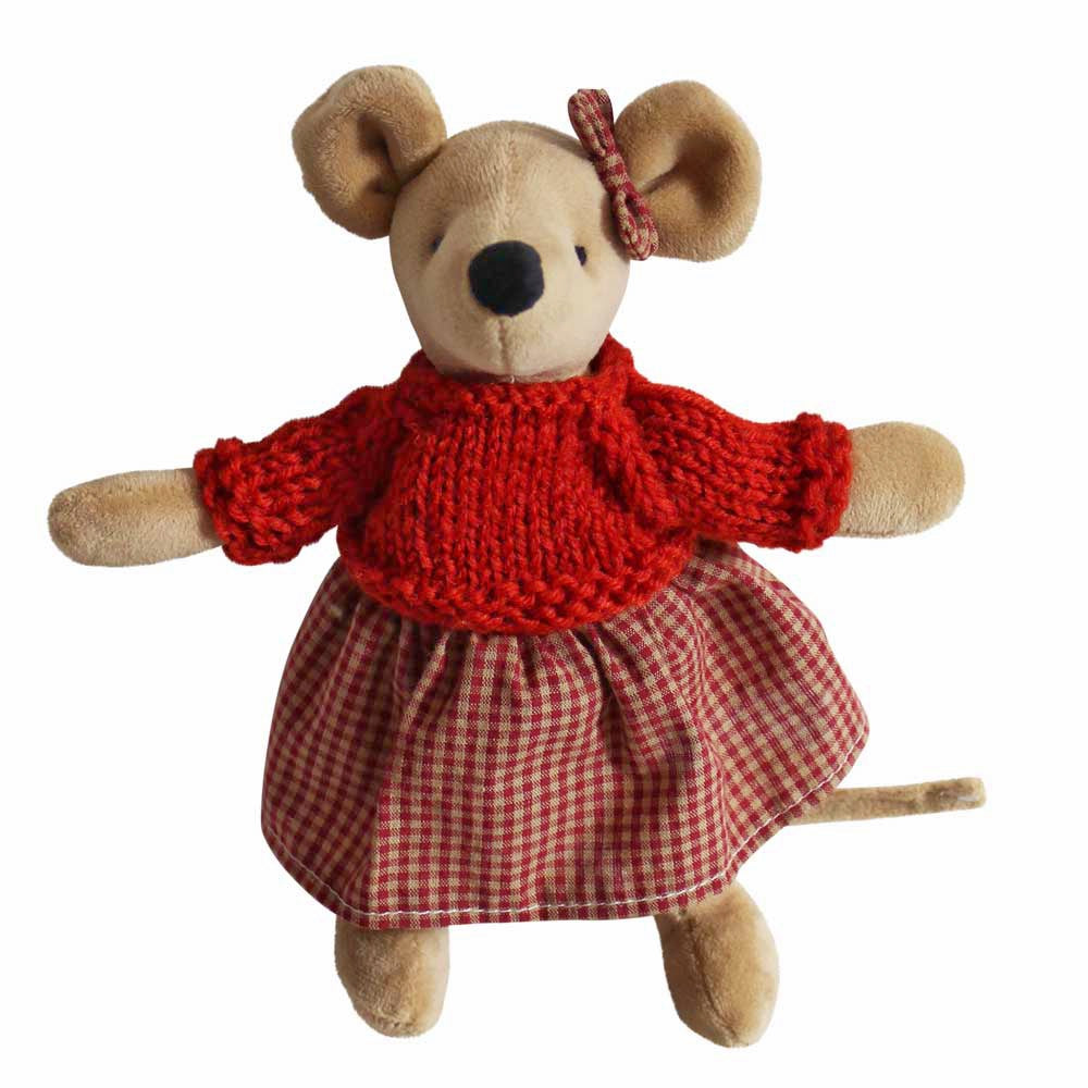 Velvet Mouse with Red Gingham Outfit