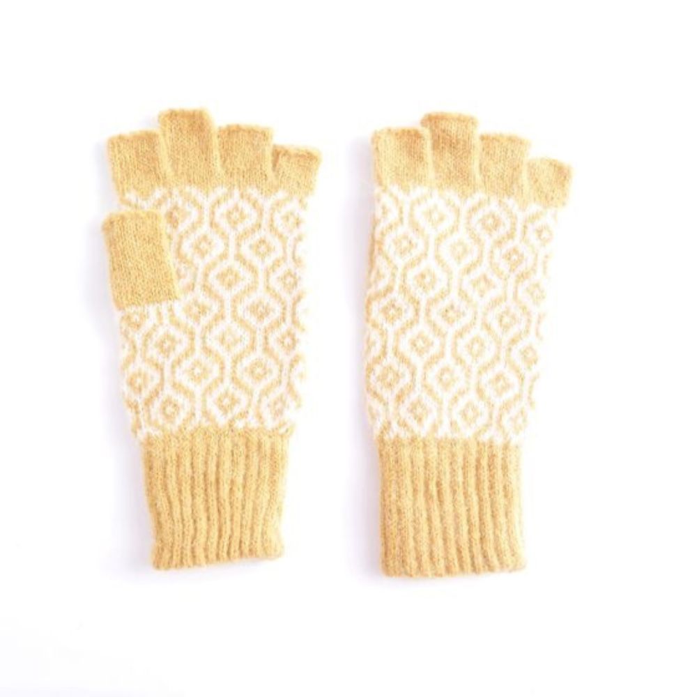 Fingerless Honeycomb Gloves - Yellow