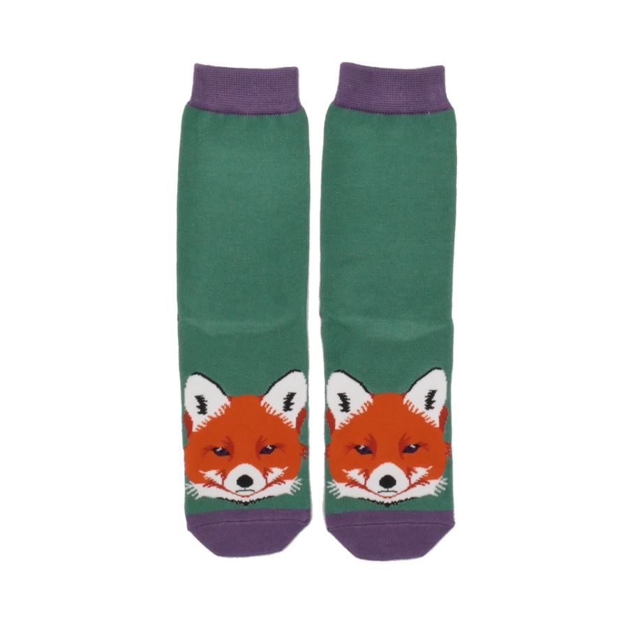 Womens Socks Fox Faces - Green