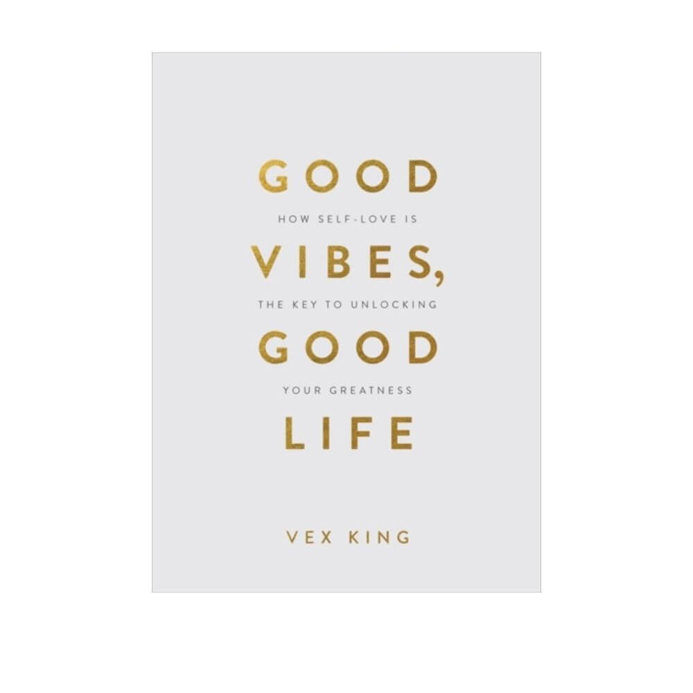 Book Good Vibes Good life pale grey cover gold font