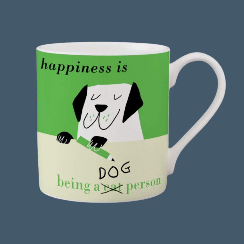 Happiness Mug Mischievous Dog with Pencil-Green