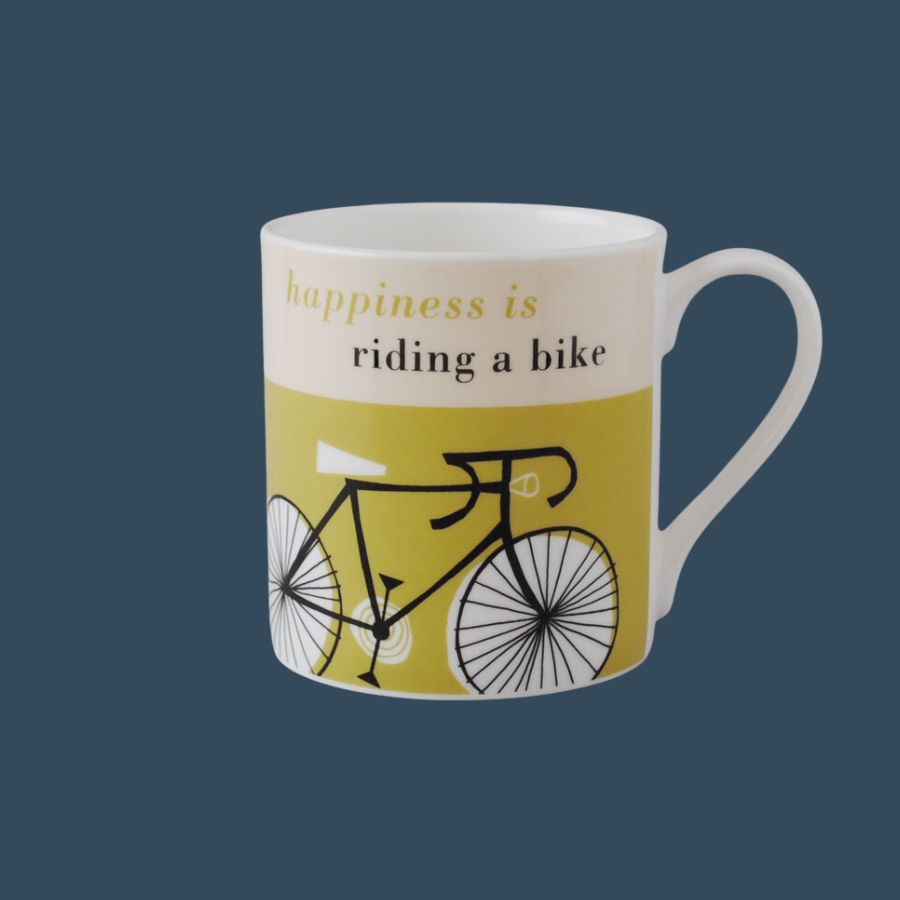 Happiness is Riding a Bike Mug -Olive Large