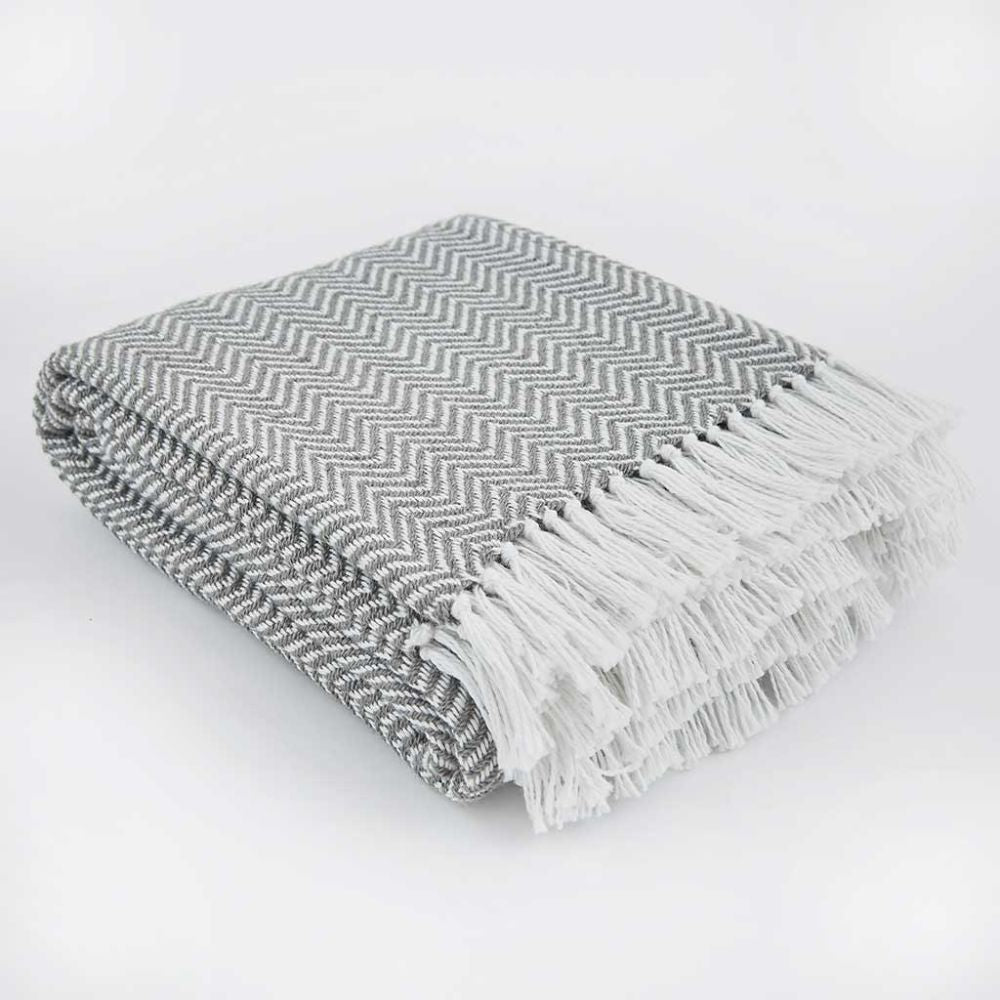 Herringbone Blanket -Slate Grey by Weaver Green
