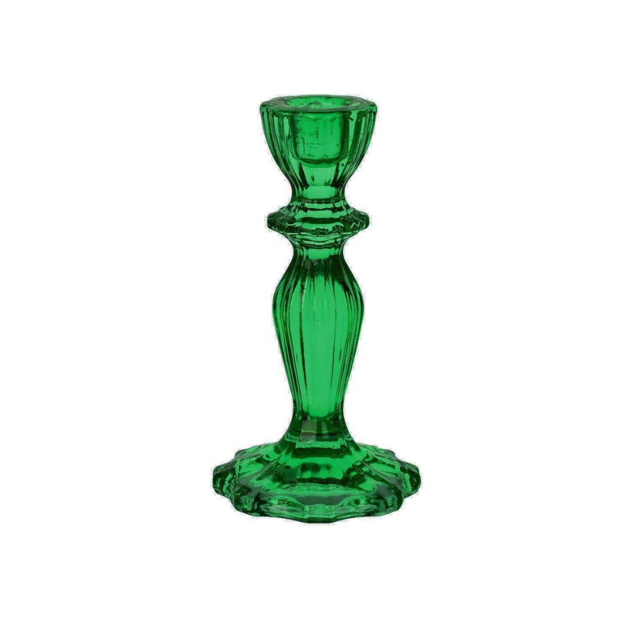 Dark Green Glass Candleholder