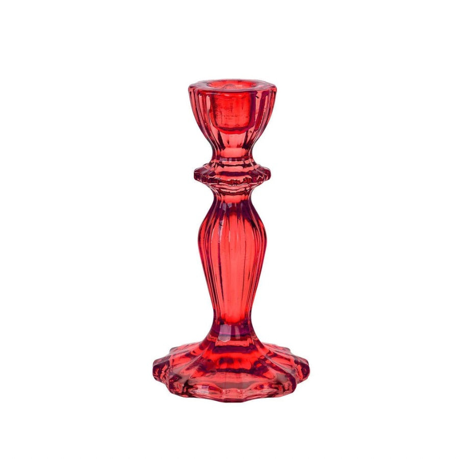 Red Glass Candle Holder