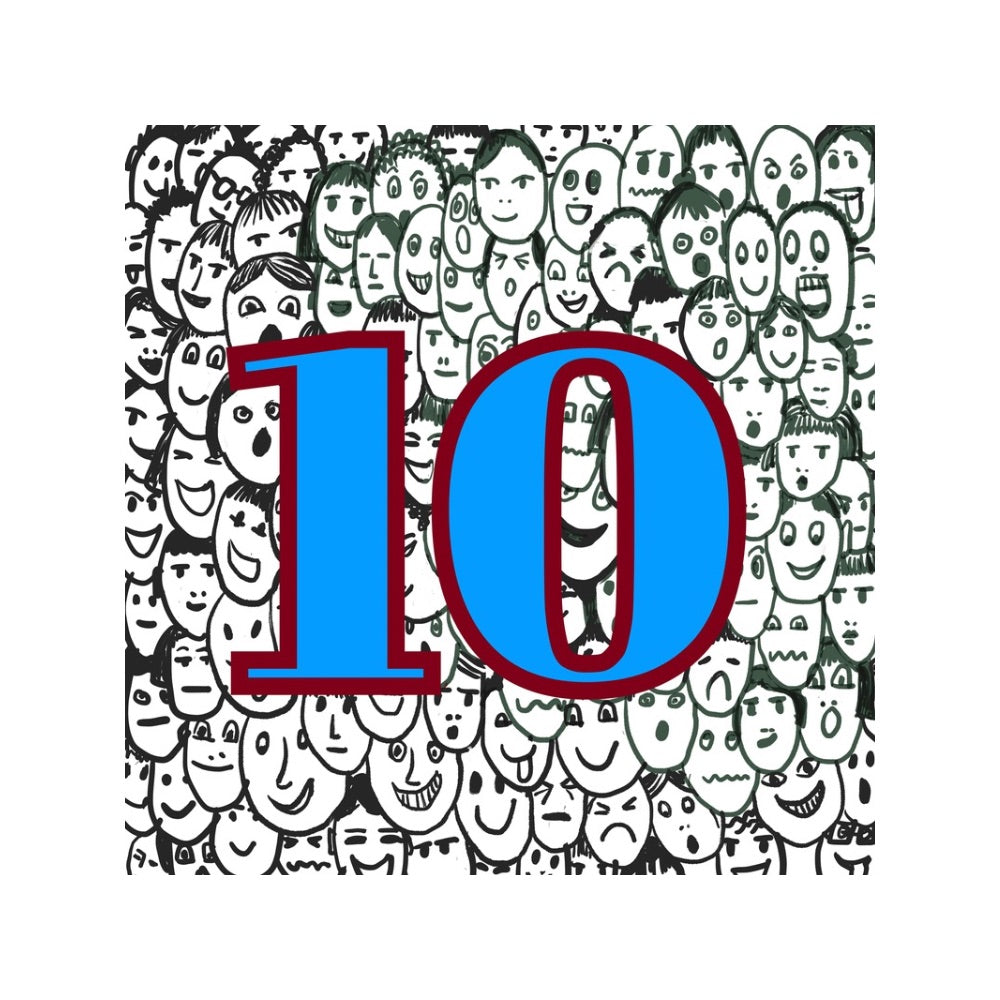 Age 10 Faces Bithday Greeting card - Blue