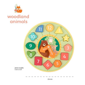 Woodland Animal Shape Sorting Clock