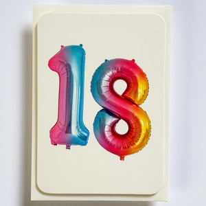 Birthday Age 18 Balloon Card