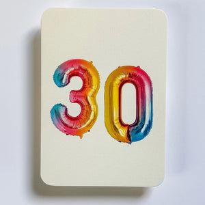 Balloon Numbers Age 30 Birthday Card