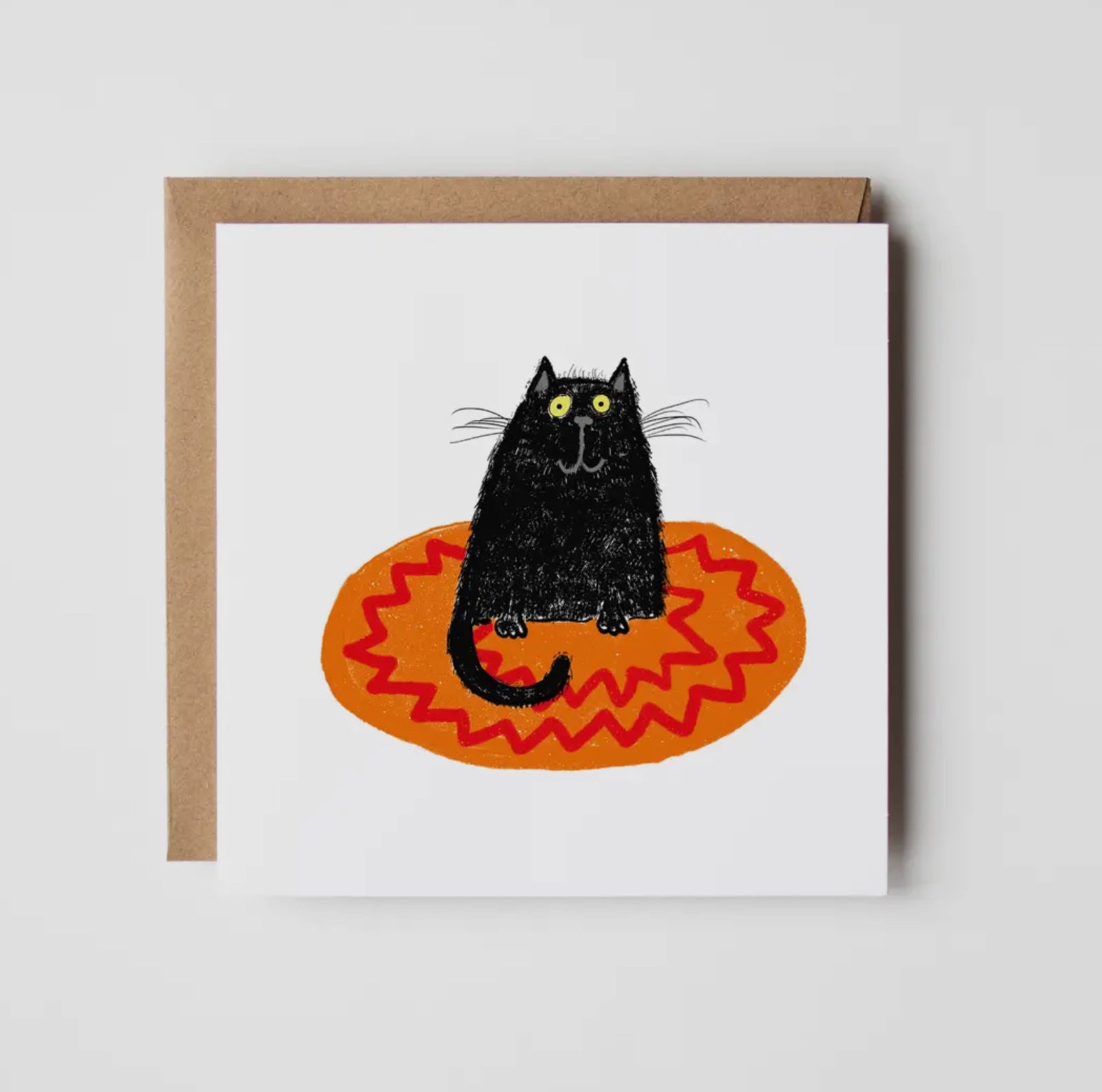 Cat on a Cosmic Mat greeting Card