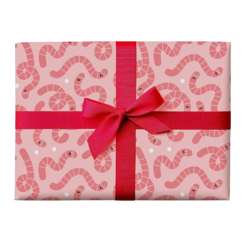 Wiggly Worm Pink Gift Wrap