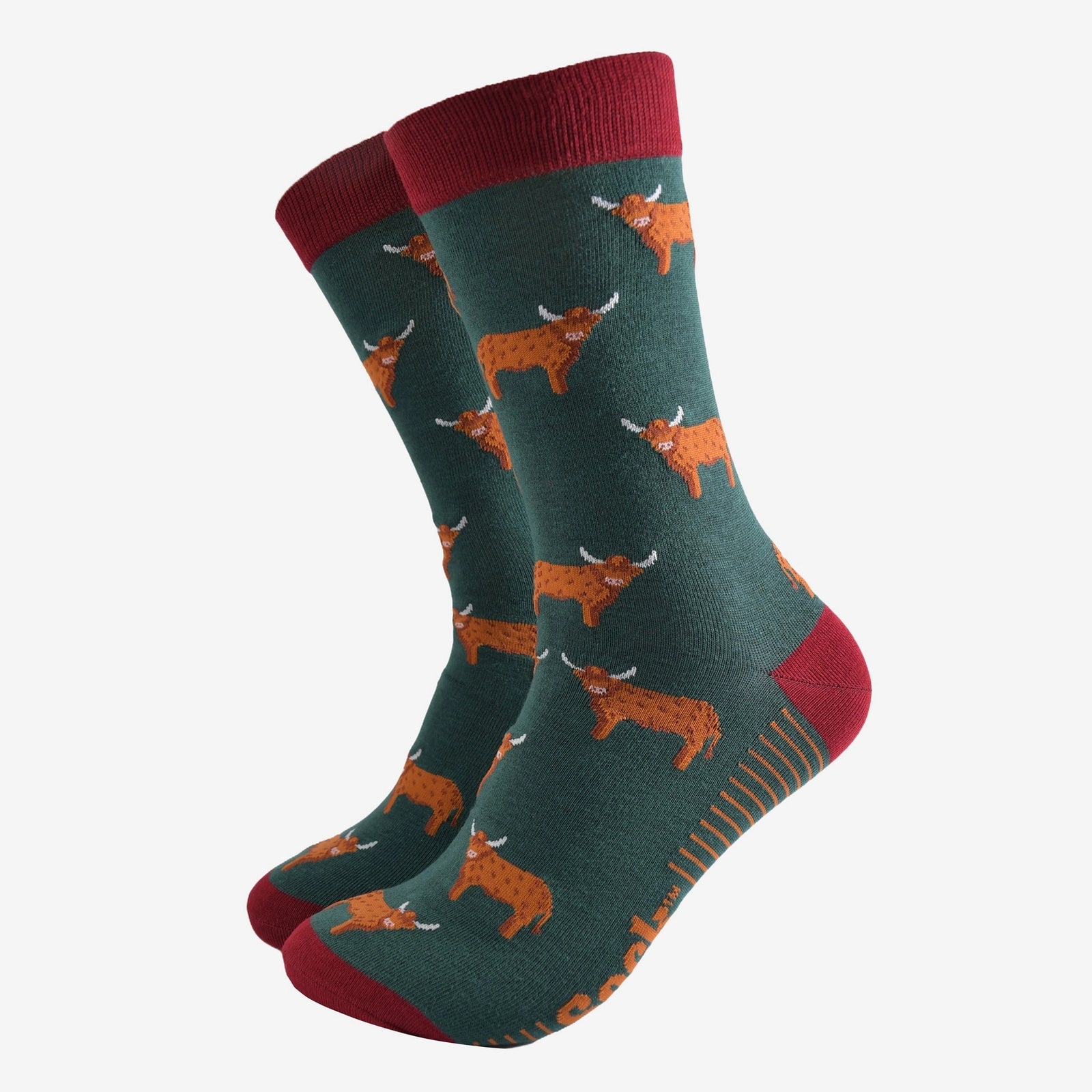 Mens Green Highland Cow Socks