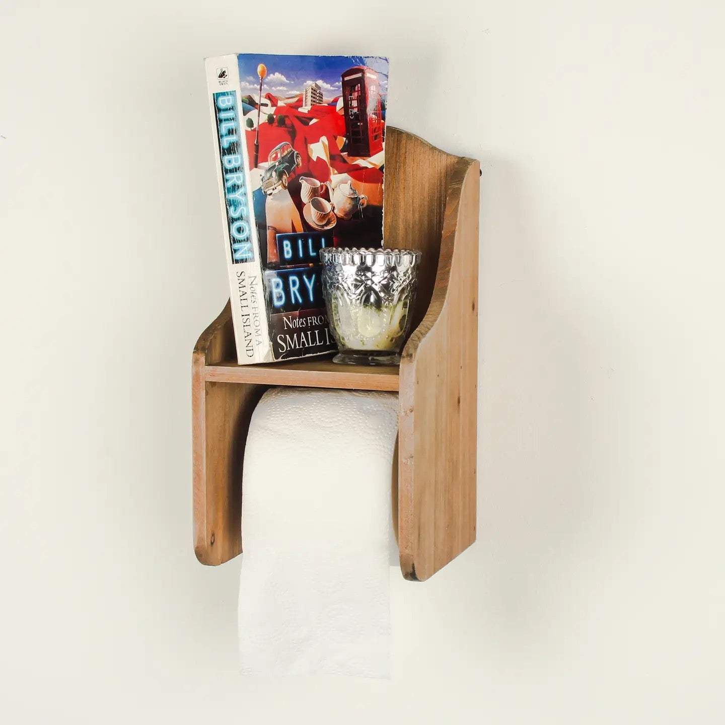 Wooden Toilet Roll Holder with shelf