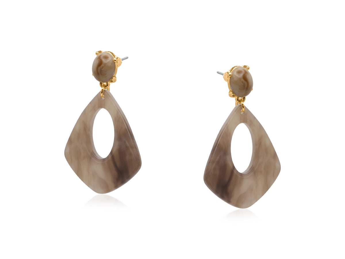 Min Geo Resin Earrings-Brown
