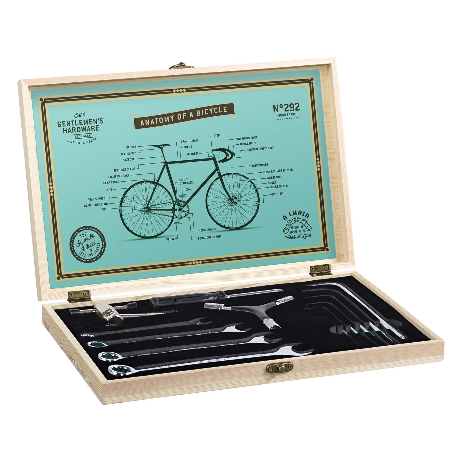 Gentlemens Hardware Bicycle Tool Kit in wooden Box
