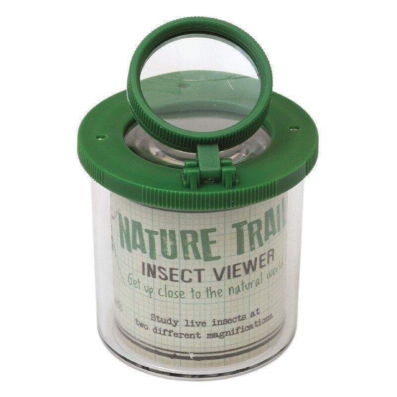 Insect viewer with magnifying glass labeled 'Nature Trail' on a white background