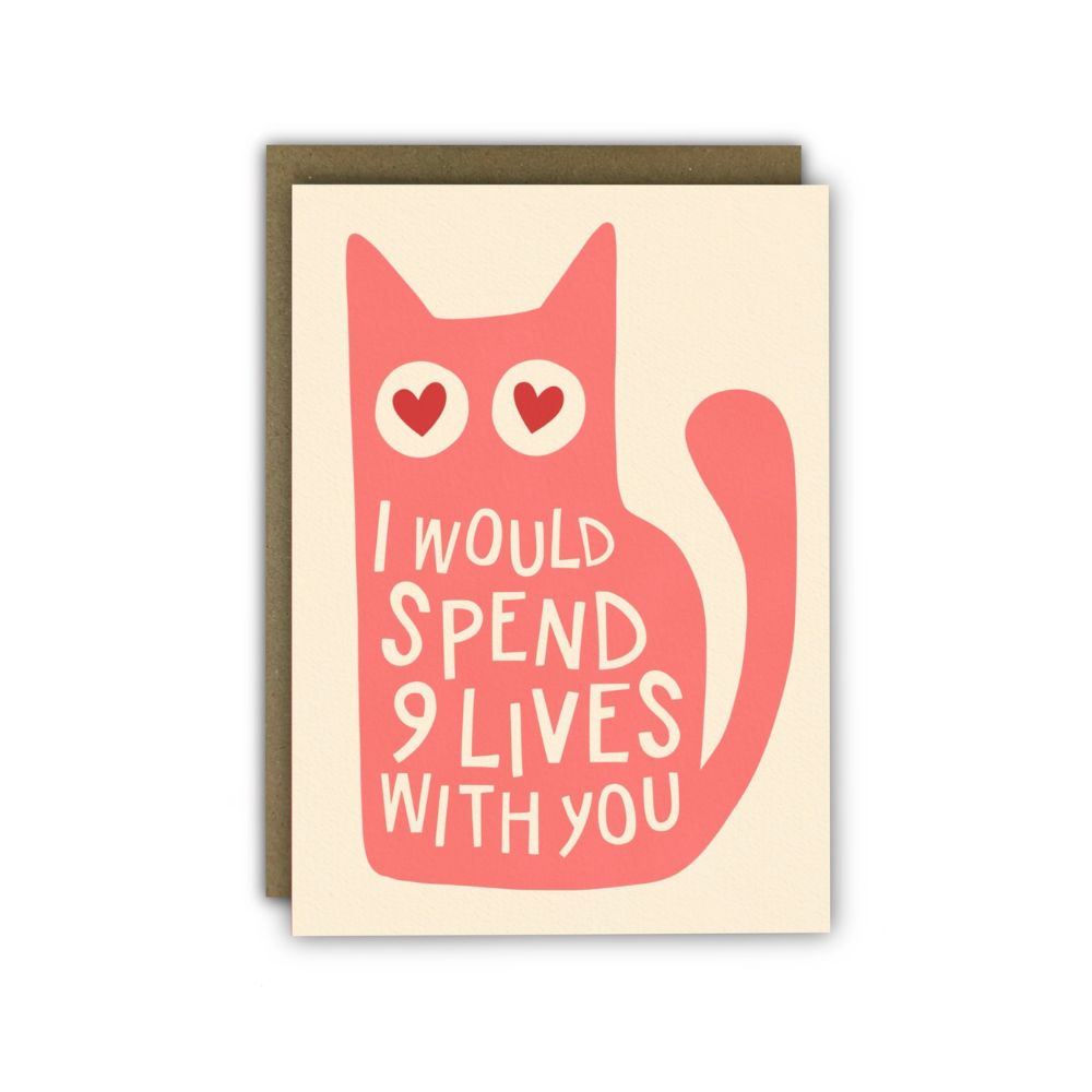 9 Lives Pink Anniversary Card