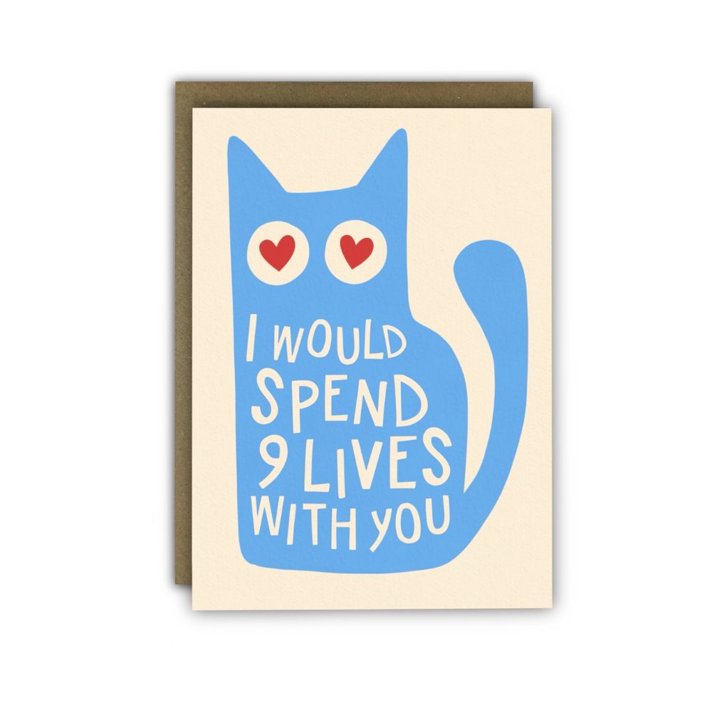 9 Lives Blue Anniversary Card