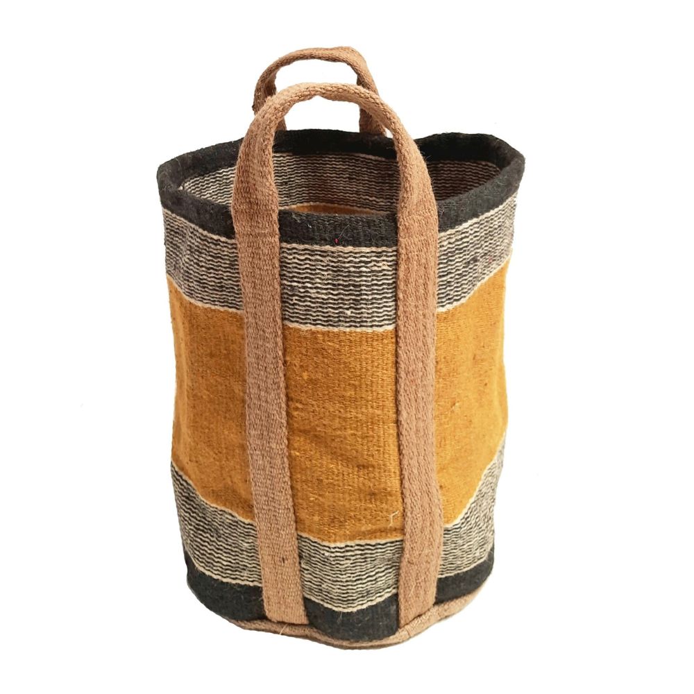 Jute Storage Bag Mustard Black White