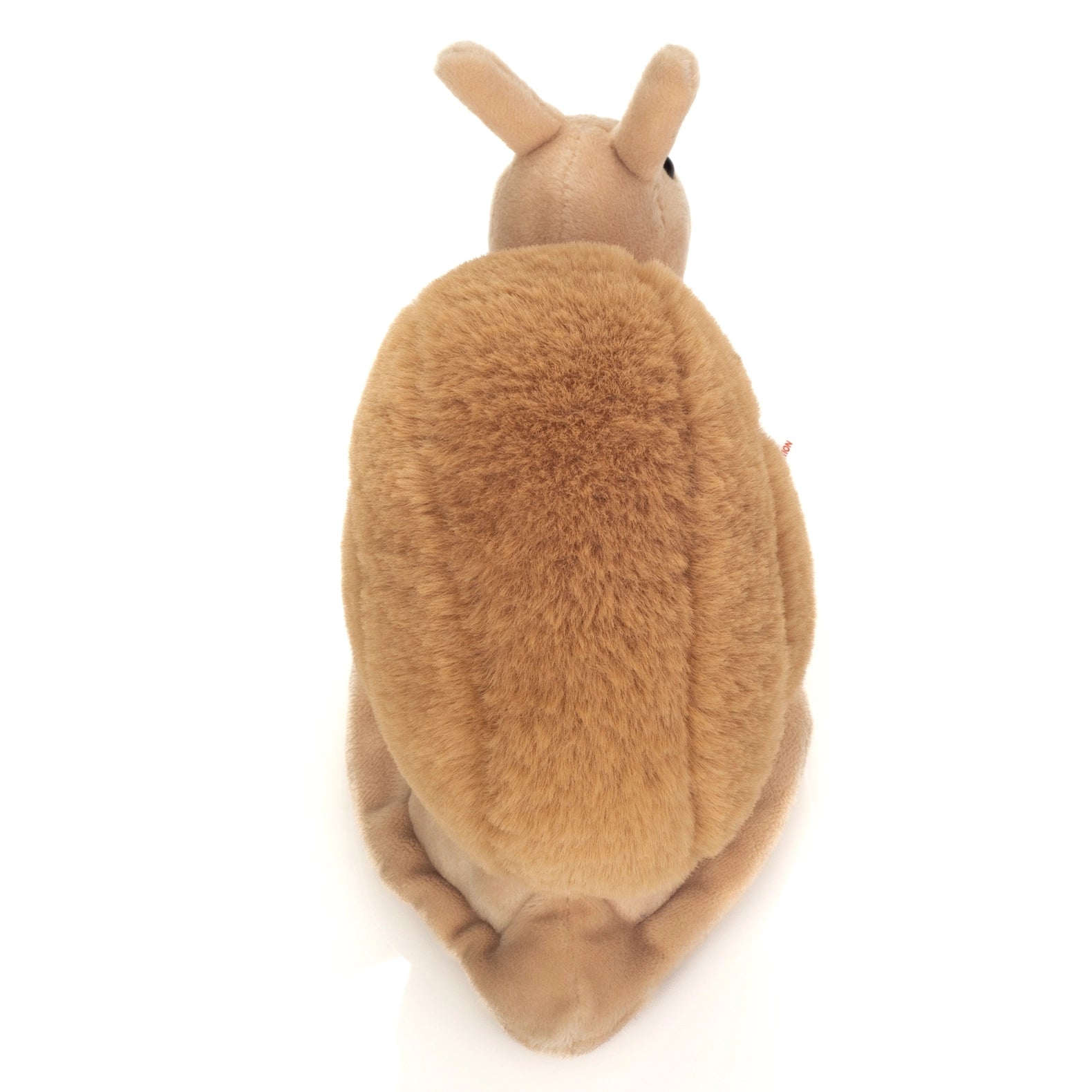 Plush toy kangaroo from behind on a white background