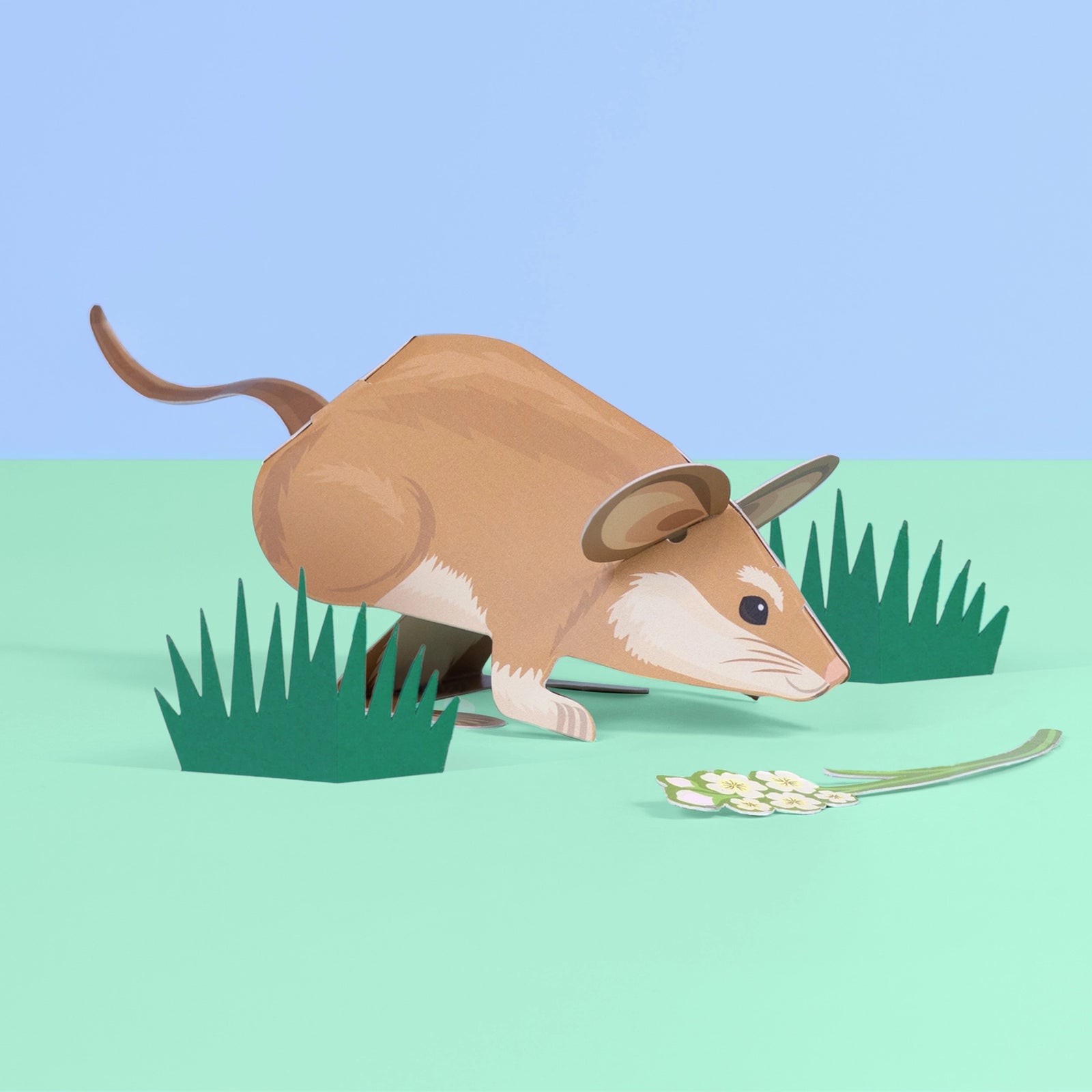 Illustration of a mouse on a light blue and green gradient background