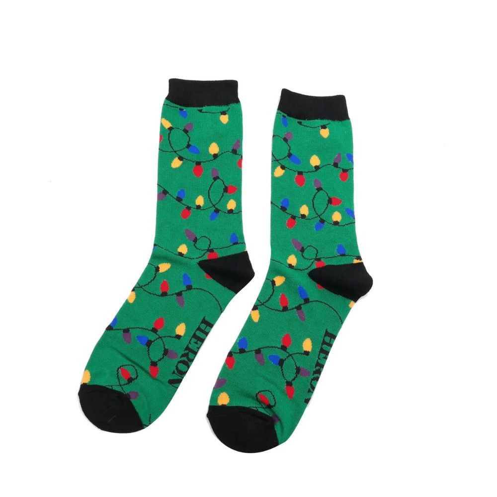 Mens Christmas Lights Socks - Green