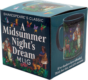 A printed box holding Shakespeares Classic Midsummer Nights Dream Mug
