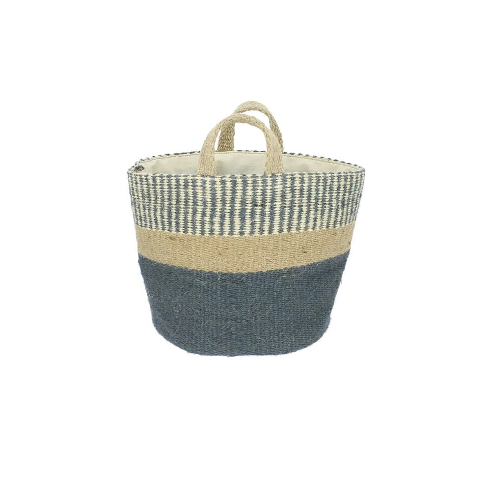 Jute Storage Basket - Navy & Natural Stripes