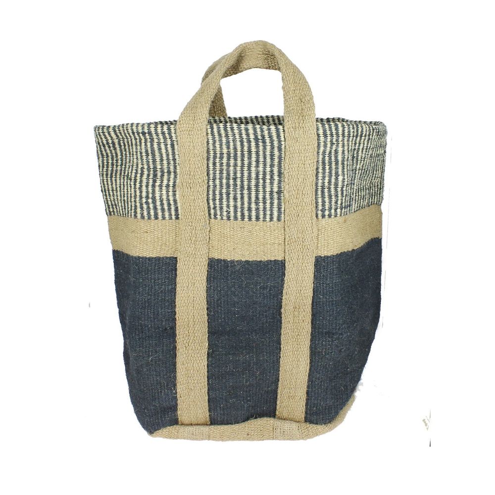 Large Jute Storage Bag - French Navy & Natural