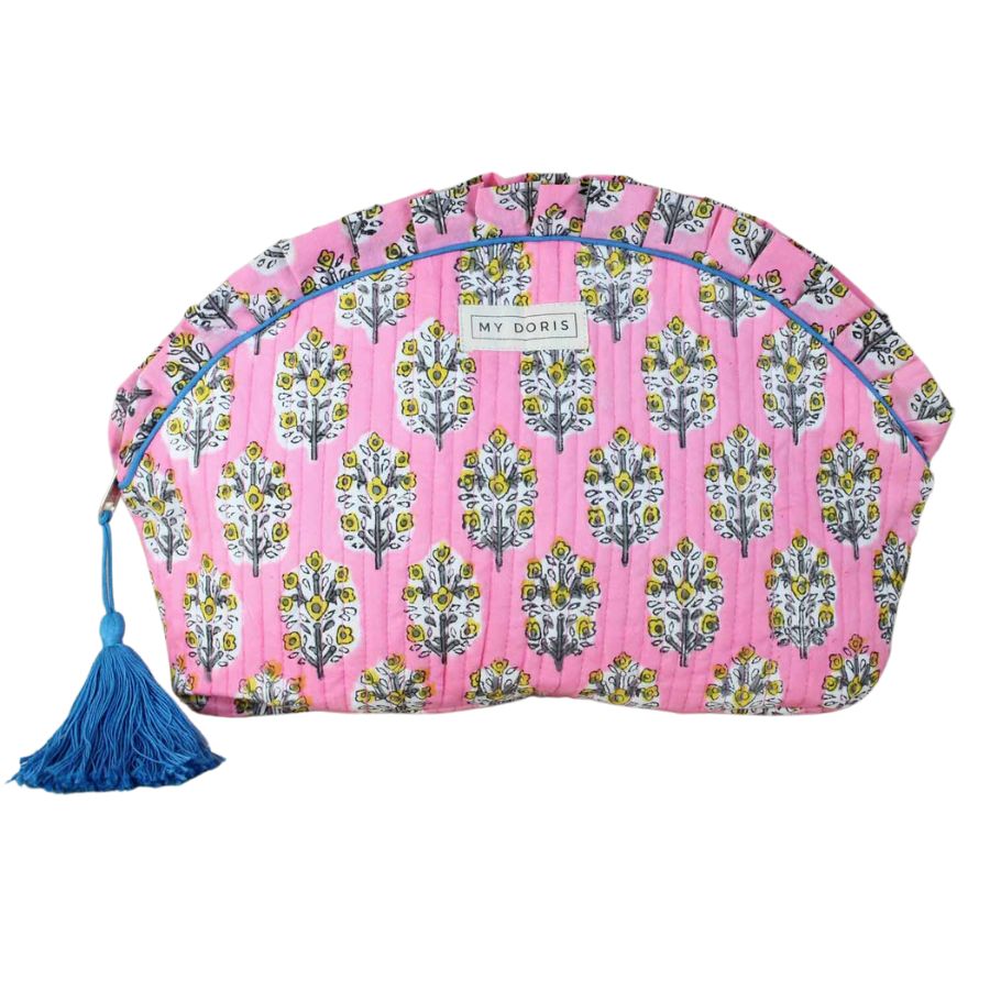 Pink Block Print Wash Bag -L