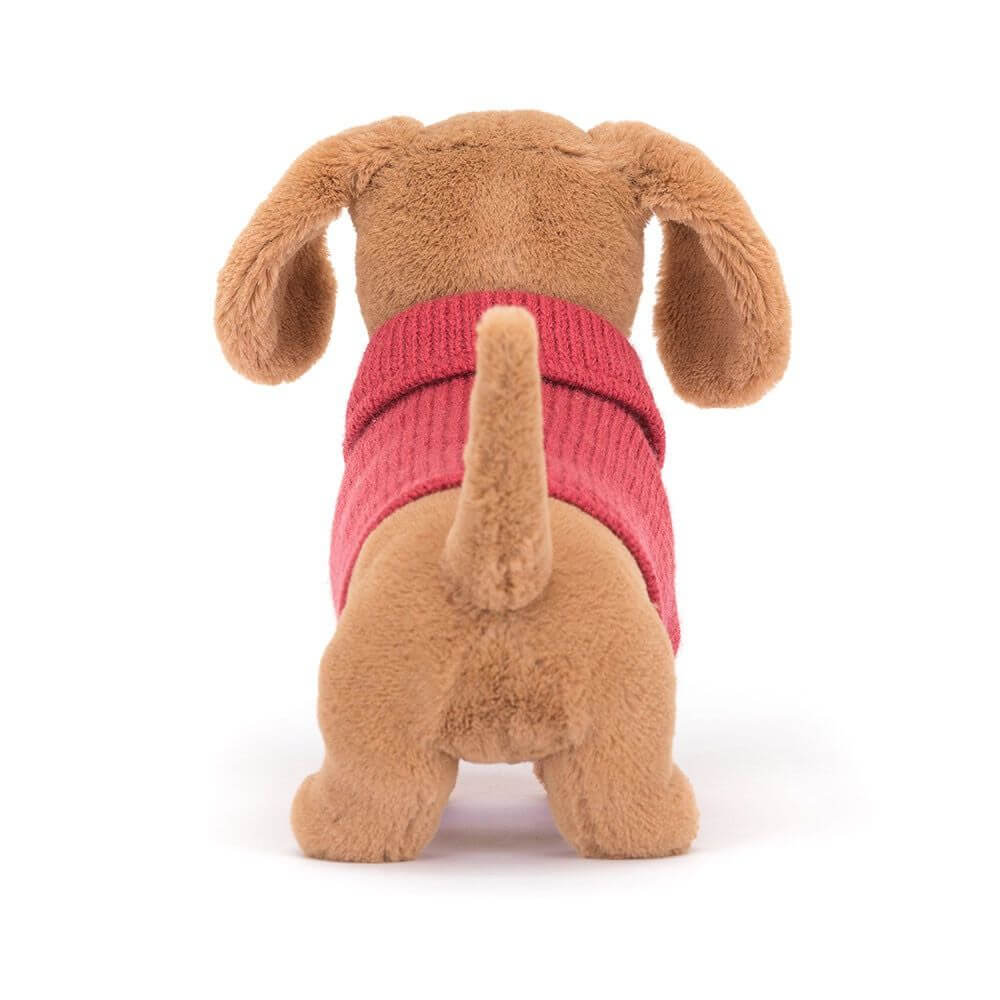 Rear End of Sausage Dog Toy wearing pink jumper