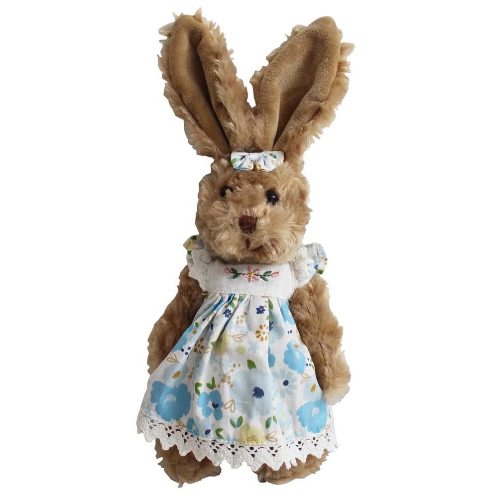 Rabbit Teddy with Blue Floral Dress