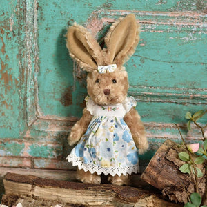 Rabbit Teddy with Blue Floral Dress