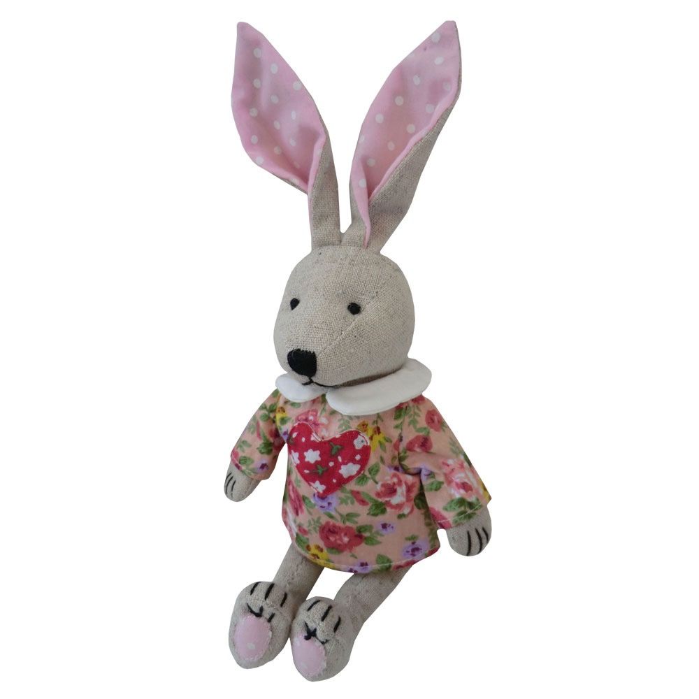 Rabbit with Floral Heart Dress - 20cm