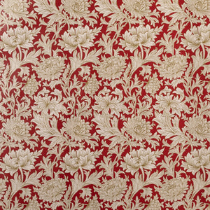 Floral pattern with beige flowers on a red background