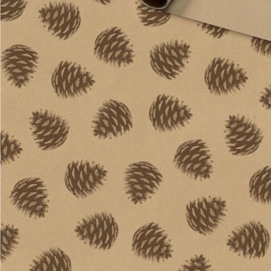 Roll of Pine Cone Gift Wrap