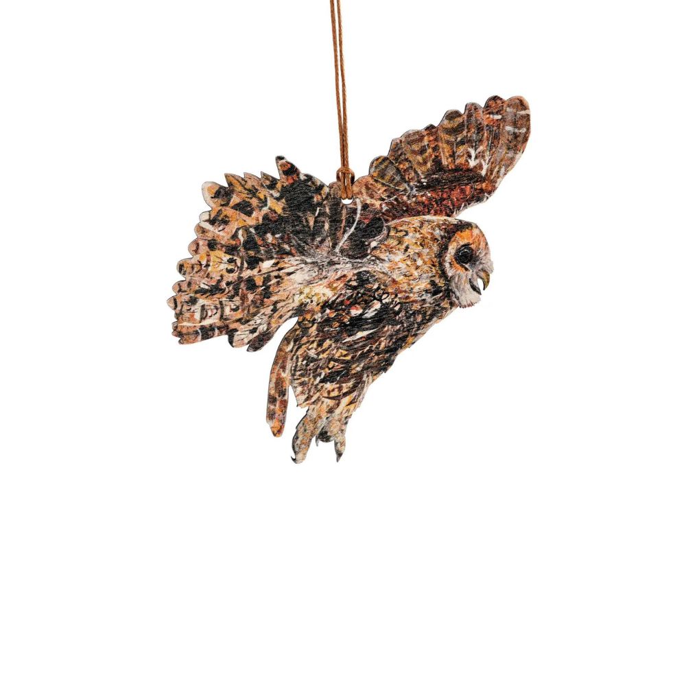 Tawny Owl Hanging Wooden Decoration