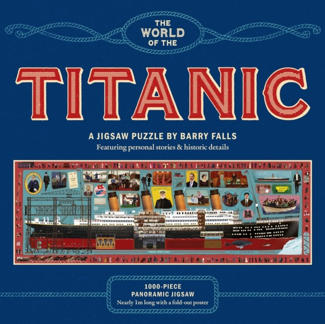 Square blue box containing Titanic Jigsaw -1000 pieces