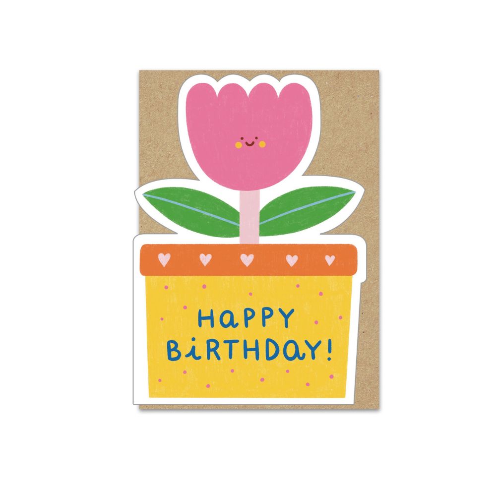 Happy Birthday Cut Out Tulip Greeting Card