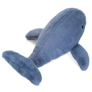 Blue plush toy shark on a white background
