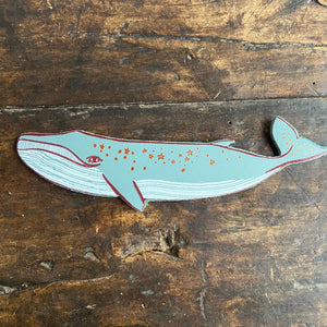 Leather bookmark - Whale