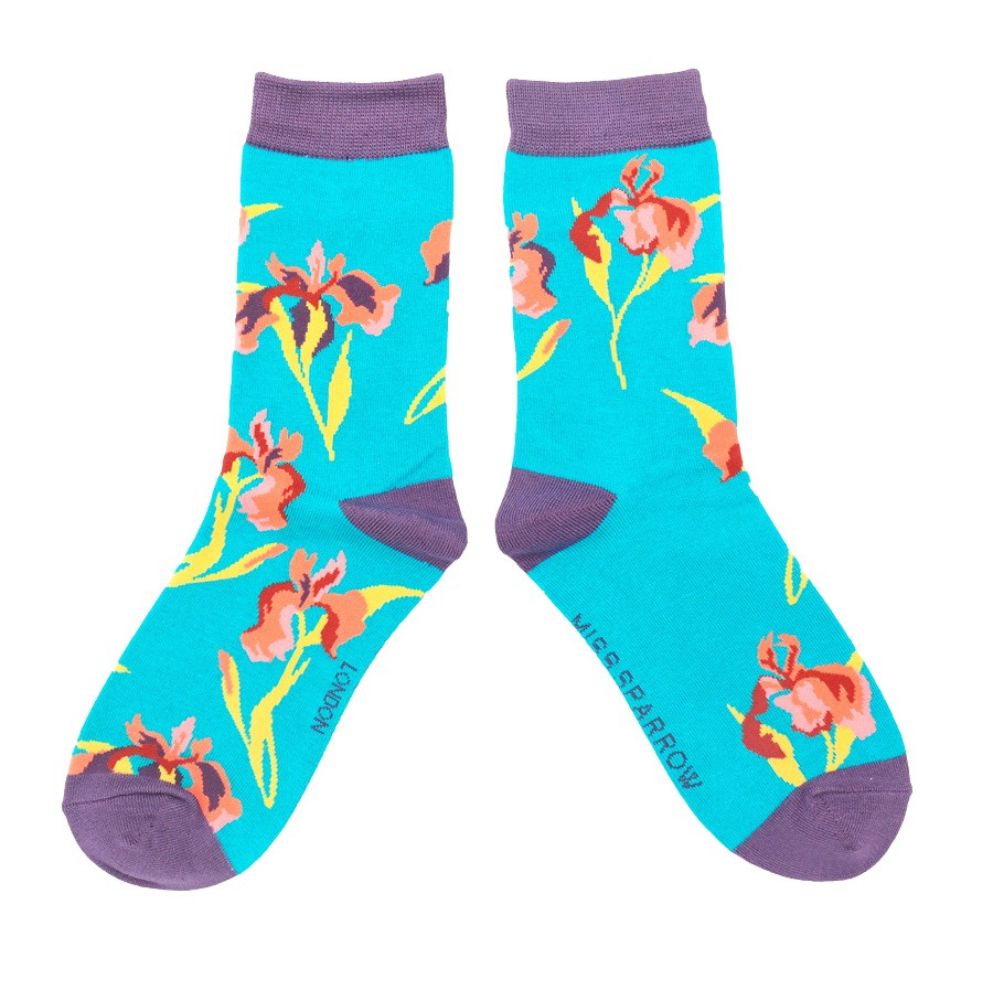 Womens Wild Iris Socks - Teal