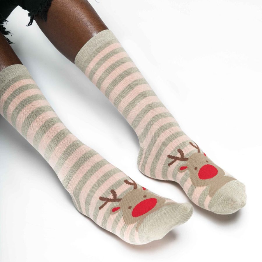 Reindeer Silver Socks