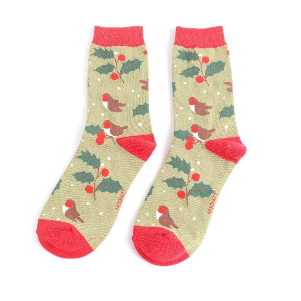 Womens Socks Winter Hedgerow-Green