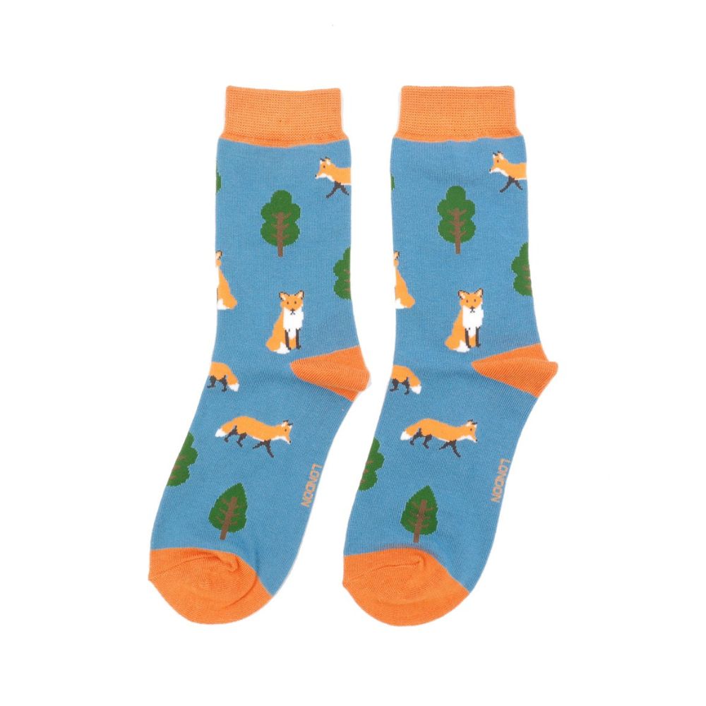 Womens Socks - Fox in the Woods Denim