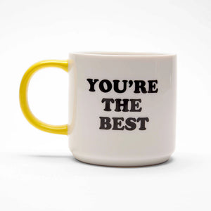 Mug with 'YOU'RE THE BEST' text on a white background