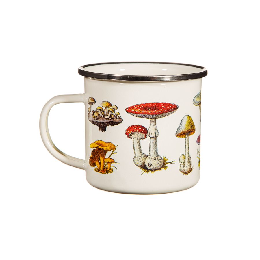 Enamel mug with Mushrooms design