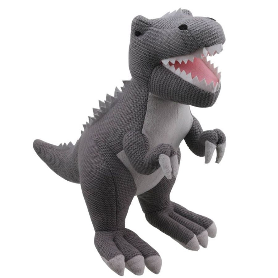 T Rex Knitted Grey Dinosaur Toy - Large